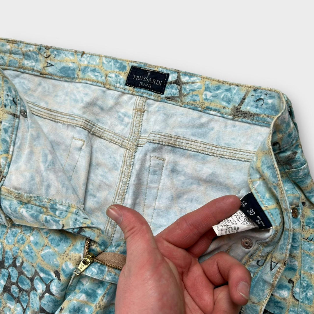 Vintage παντελόνι Trussardi με στάμπα κροκόδειλου