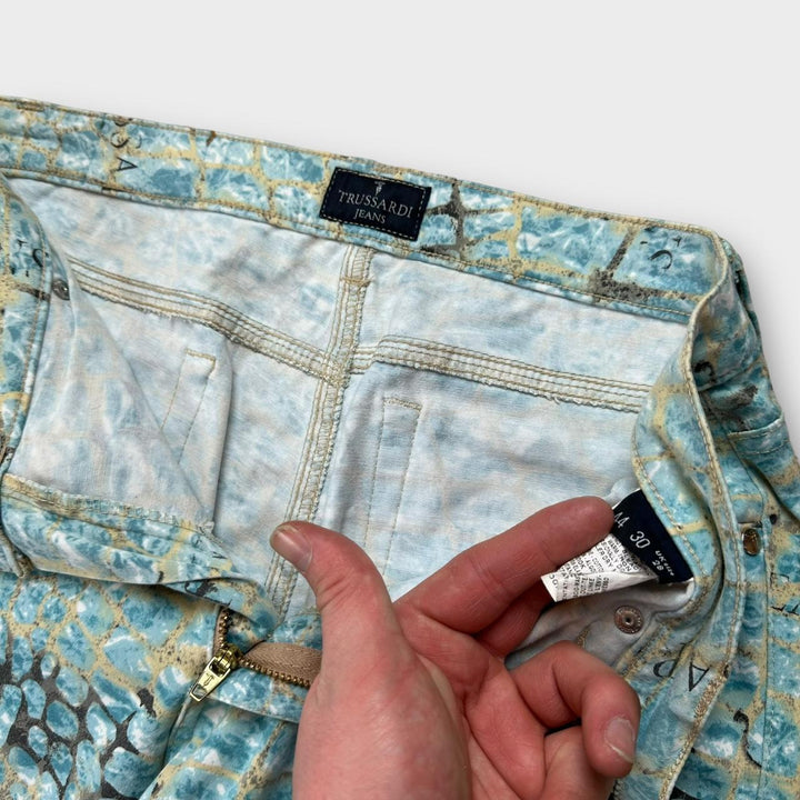 Vintage παντελόνι Trussardi με στάμπα κροκόδειλου