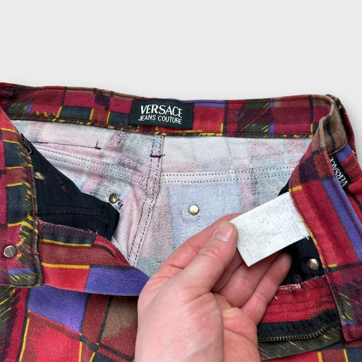Vintage τζιν Versace παντελόνι με μοτίβο - μέση 27”.