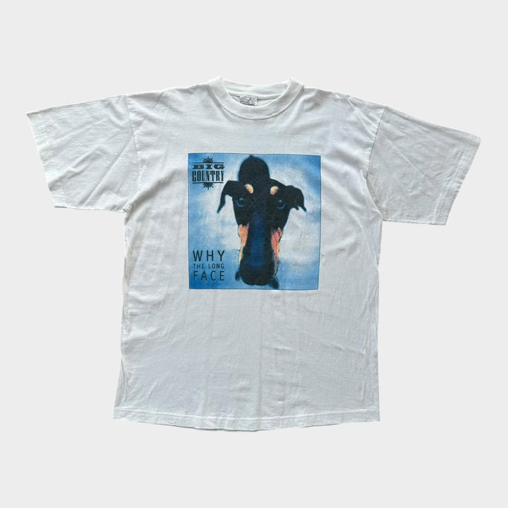 Μεγάλη χώρα γιατί το long face vintage μπλουζάκι - XL