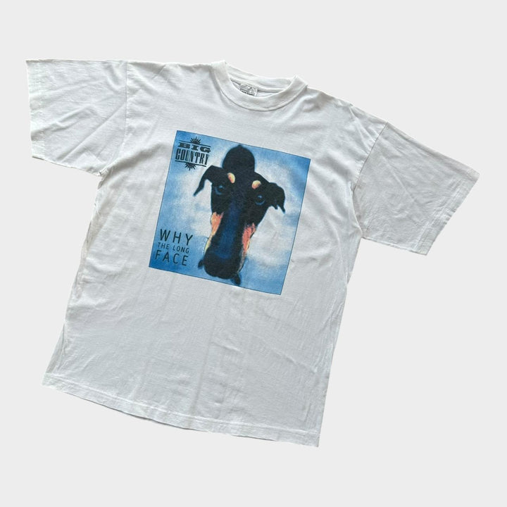 Μεγάλη χώρα γιατί το long face vintage μπλουζάκι - XL