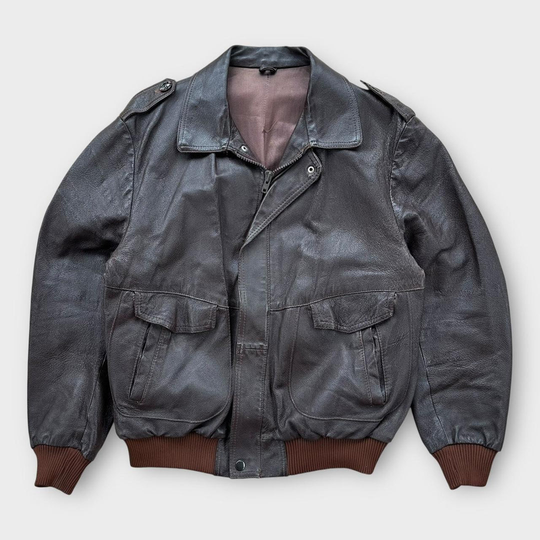 Vintage δερμάτινο τζάκετ πτήσης - μεγάλο
