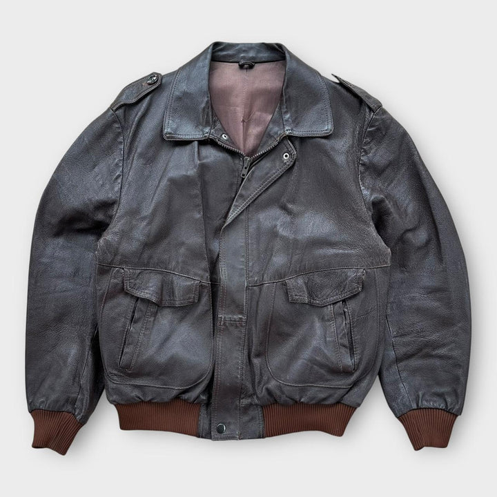 Vintage δερμάτινο τζάκετ πτήσης - μεγάλο