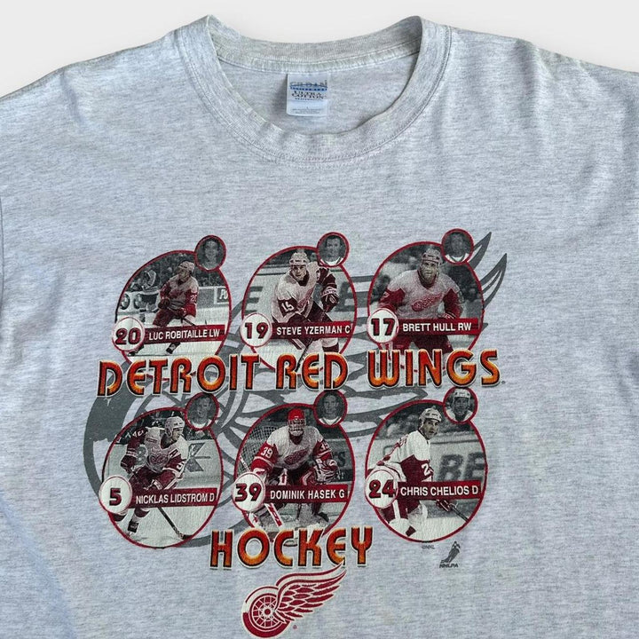 Vintage μπλουζάκι NHL Detroit με κόκκινα φτερά - μεγάλο