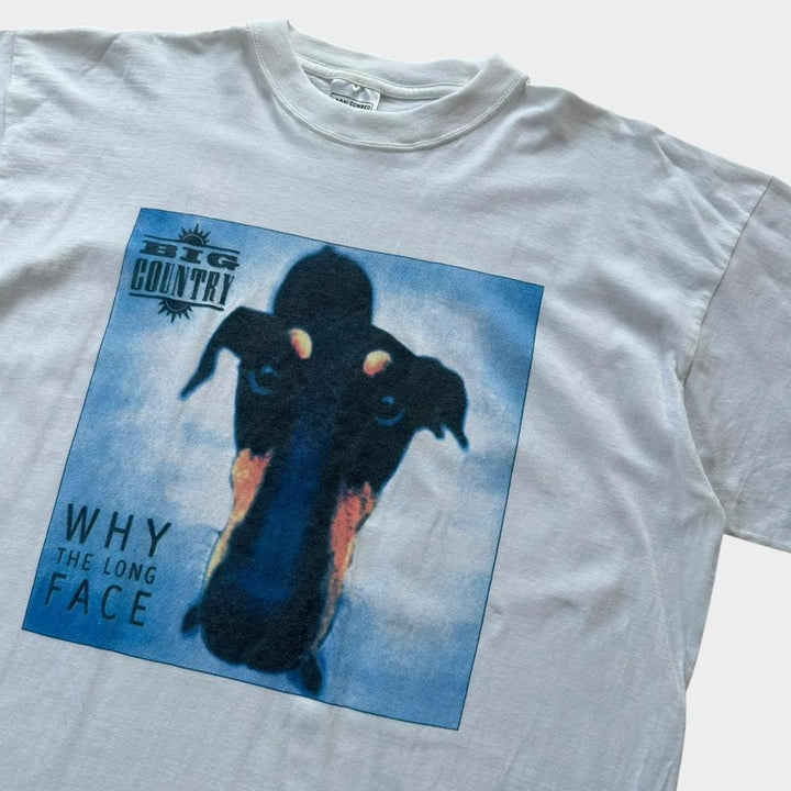 Μεγάλη χώρα γιατί το long face vintage μπλουζάκι - XL