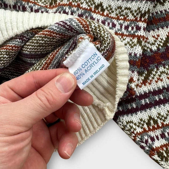 Vintage 90's πλεκτό μπλουζάκι-XL