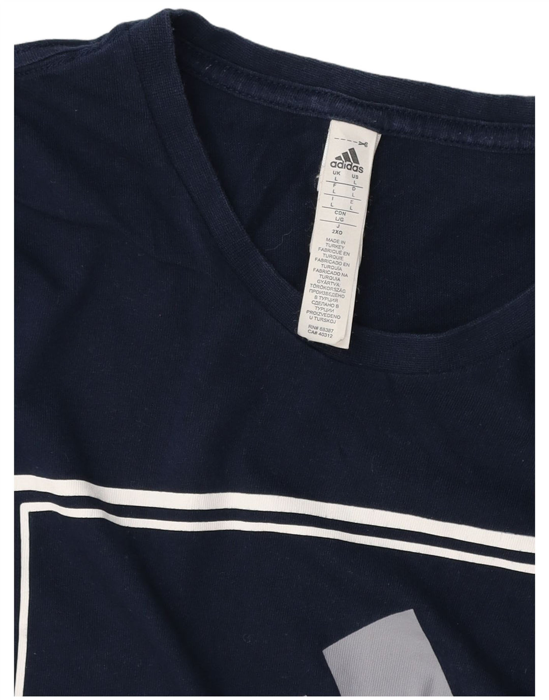 Ανδρικό γραφικό T-Shirt ADIDAS Top Large Navy Blue από βαμβάκι