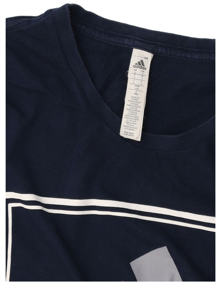 Ανδρικό γραφικό T-Shirt ADIDAS Top Large Navy Blue από βαμβάκι