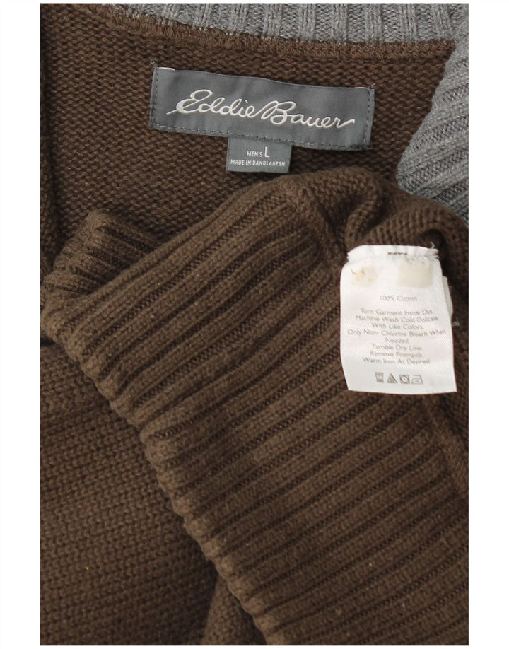 EDDIE BAUER Ανδρικό πουλόβερ με φερμουάρ, μεγάλο καφέ βαμβακερό