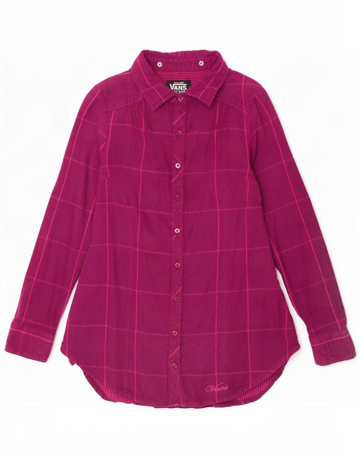 Vans γυναικείο πουκάμισο UK 10 Small Purple Check Cotton