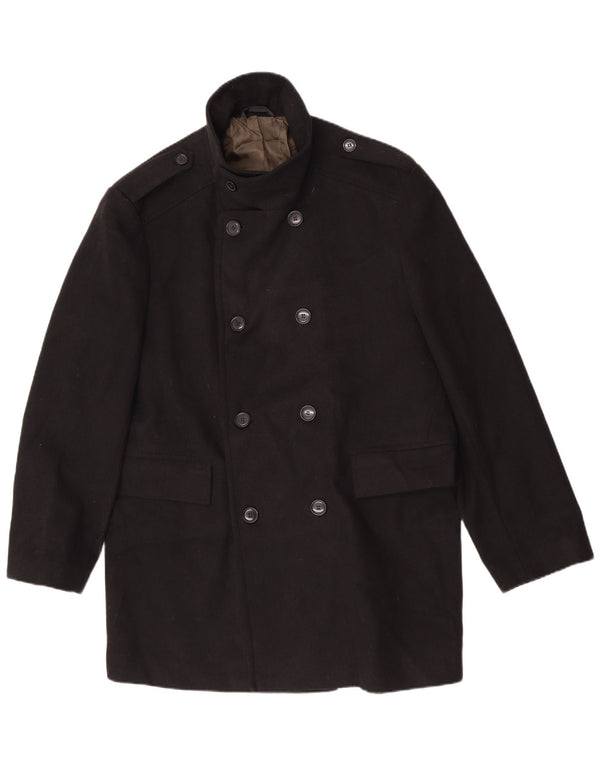Marks & Spencer Ανδρικό παλτό με διπλό στήθος UK 42 XL μαύρο πολυεστέρα