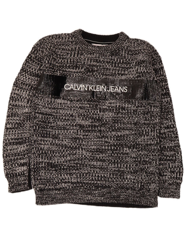 Calvin Klein Jeans Ανδρικό πουλόβερ με λαιμόκοψη μεσαίου γκρι