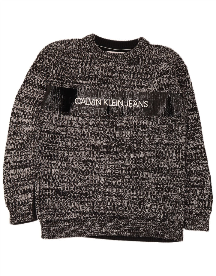 Calvin Klein Jeans Ανδρικό πουλόβερ με λαιμόκοψη μεσαίου γκρι