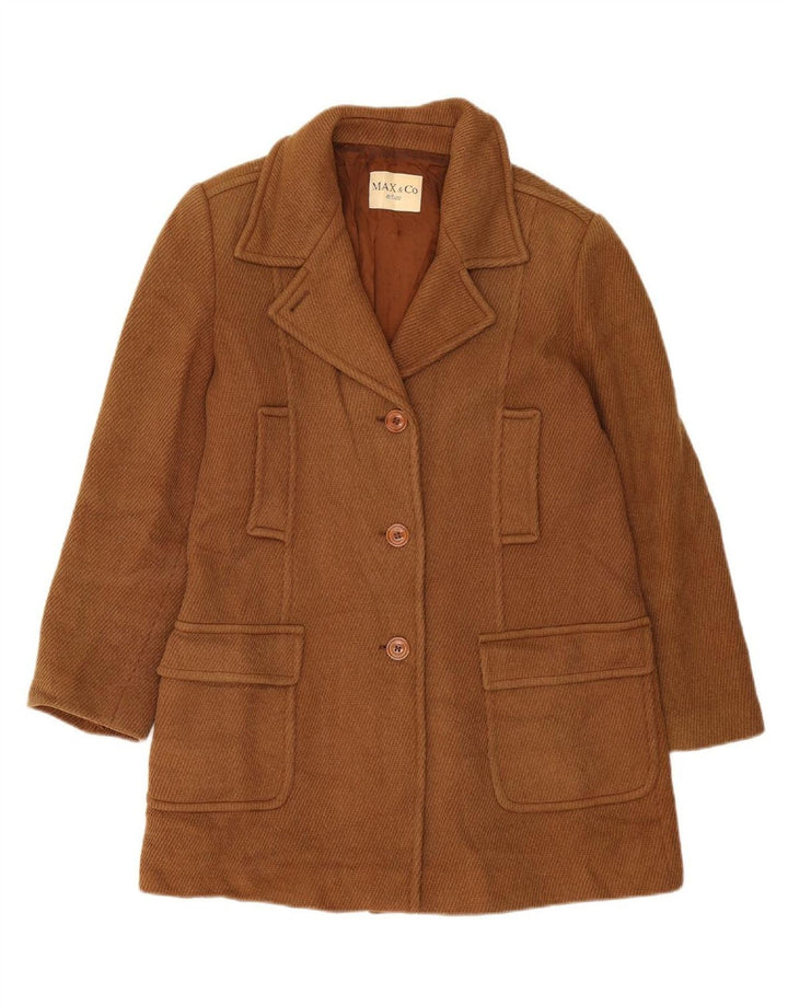 MAX & CO. Womens Overcoat UK 12 Medium  Brown Wool