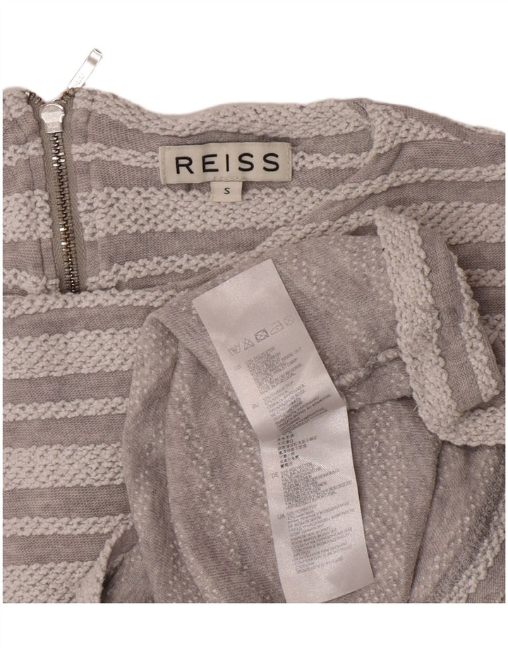 Reiss γυναικείο τοπ μακρυμάνικο UK 10 μικρού γκρι ριγέ πολυεστέρα