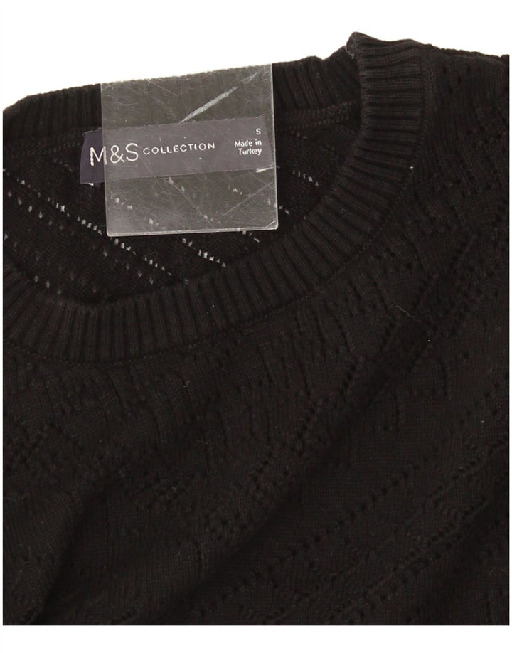 Marks & Spencer Γυναικείο πουλόβερ με λαιμόκοψη UK 10 Small Black Geometric