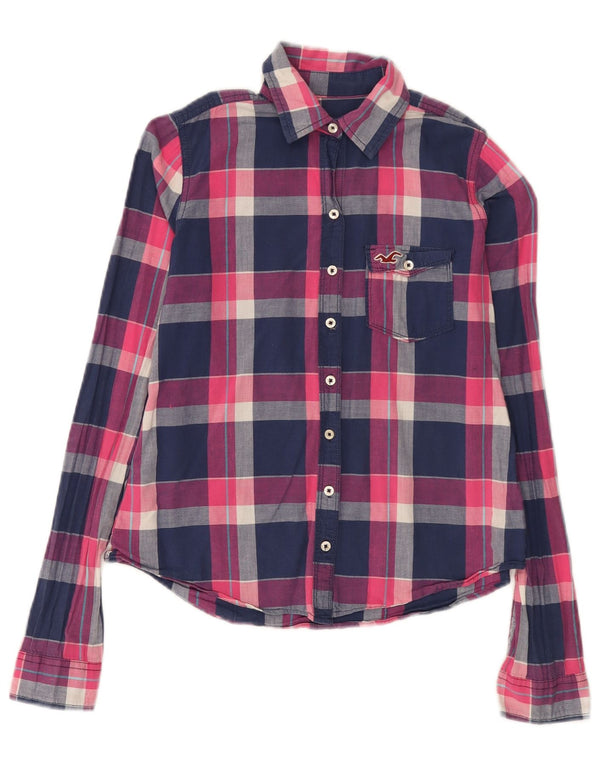Γυναικείο πουκάμισο Hollister Flannel UK 6 XS Navy Blue Check