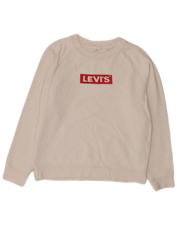 Γυναικείο γραφικό υπερμεγέθη φούτερ Levi's Jumper UK 6 XS Λευκό βαμβακερό