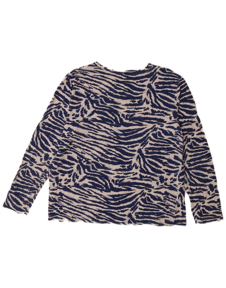 Marks & Spencer Γυναικείο μακρυμάνικο μπλουζάκι UK 12 Medium Navy Blue Animal Print