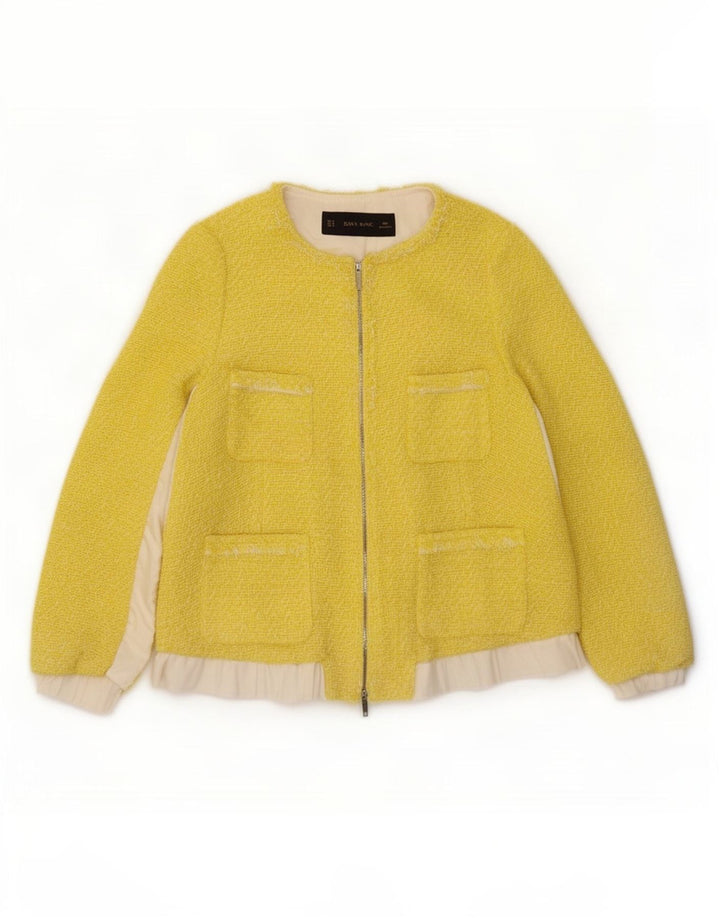 Zara Γυναικείο μπουφάν σακάκι με φερμουάρ UK 14 Medium Yellow Colourblock