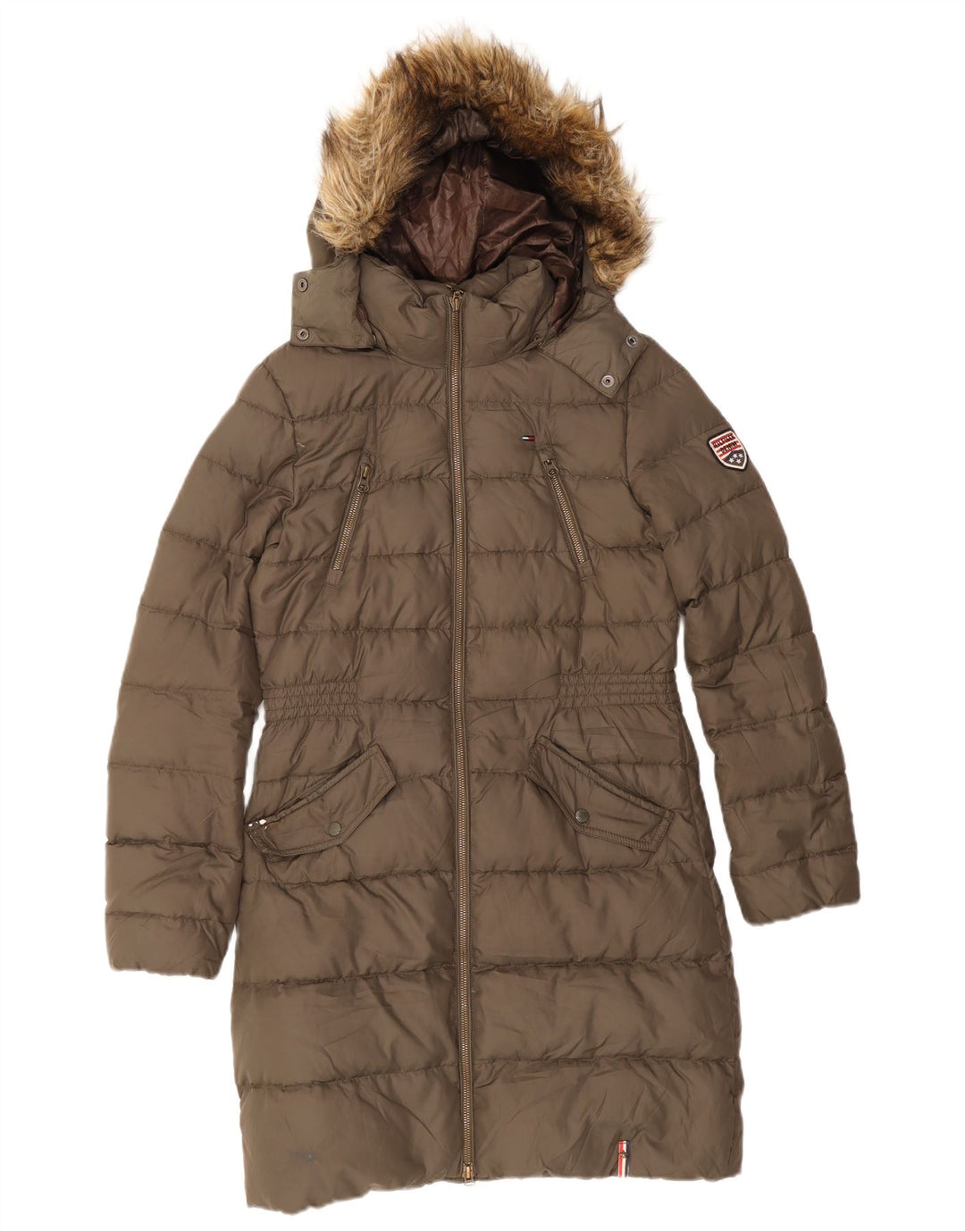 Tommy Hilfiger Γυναικείο παλτό με κουκούλα UK 10 Small Khaki Polyester