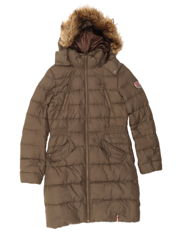 Tommy Hilfiger Γυναικείο παλτό με κουκούλα UK 10 Small Khaki Polyester