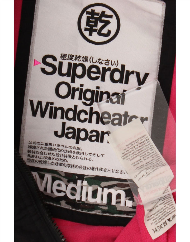 SUPERDRY Γυναικείο Windcheater με κουκούλα Windbreaker Jacket UK 14 Medium Black