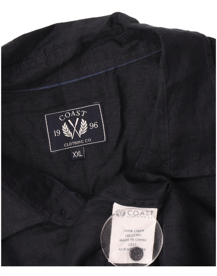 Ανδρικό κοντομάνικο πουκάμισο Coast 2XL Navy Blue λινό