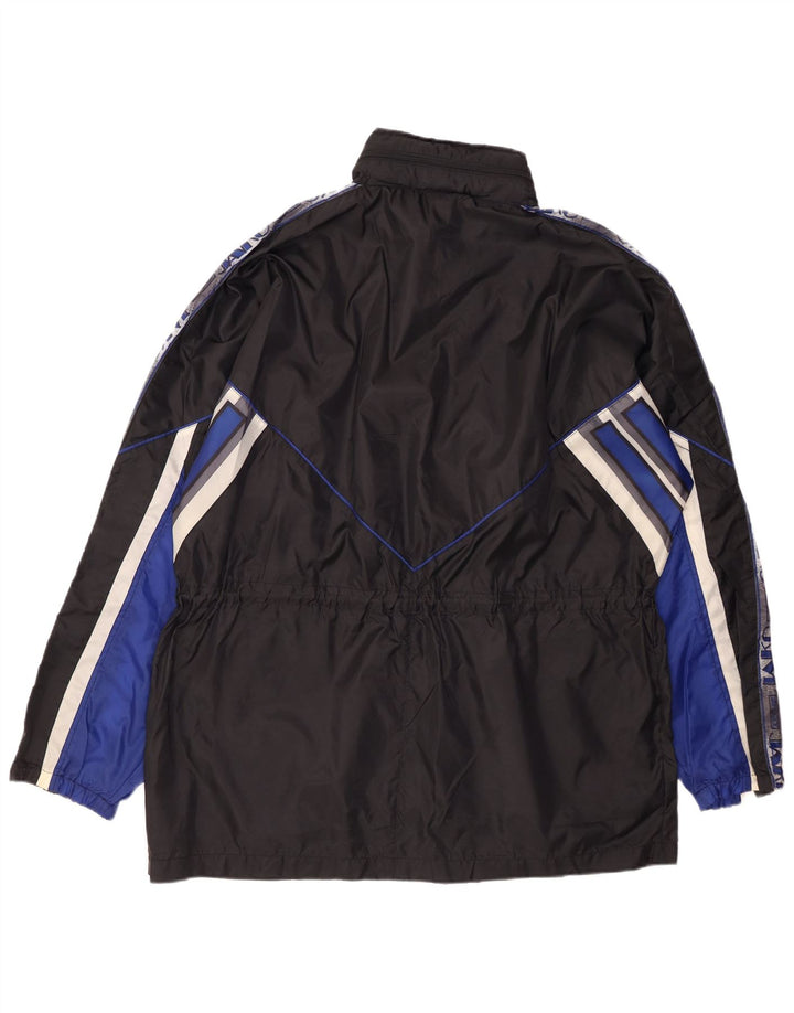 JAKO Ανδρικό γραφικό μπουφάν βροχής με κουκούλα UK 42 XL μαύρο νάιλον χρώματος