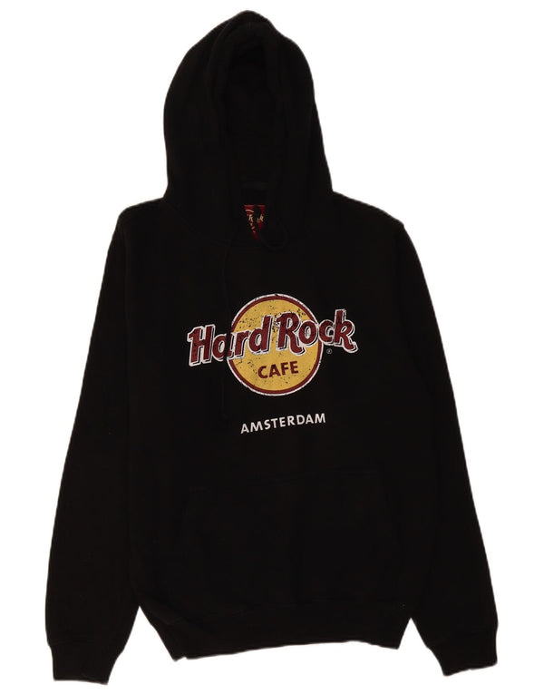 Hard Rock Cafe Womens Amsterdam Graphic Hoodie Jumper UK 14 Medium Black