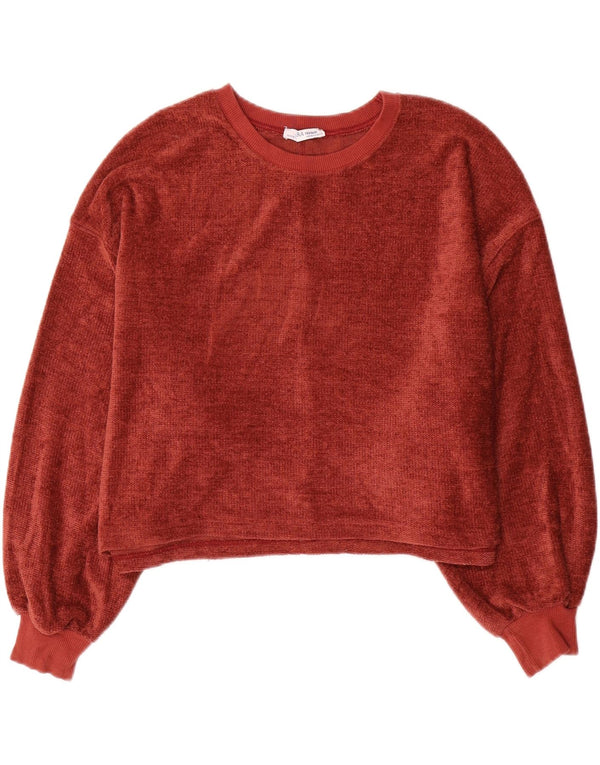 Zara Γυναικείο πουλόβερ με λαιμόκαυμα μεγάλου μεγέθους UK 10 Small Red Polyester