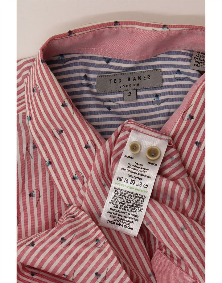 TED BAKER Ανδρικό πουκάμισο Νούμερο 3 Βαμβακερό μεσαίο κόκκινο ρίγες