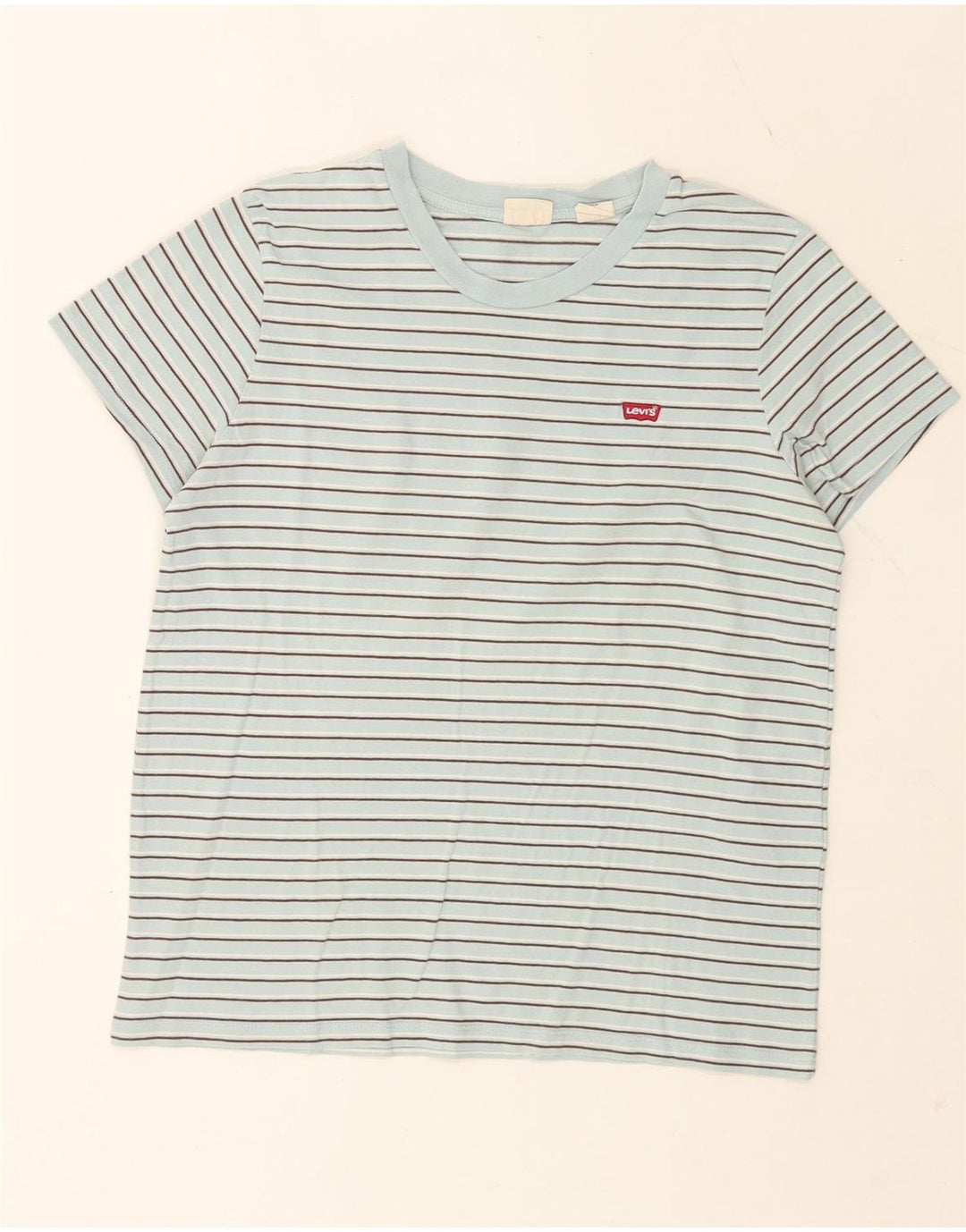 Γυναικείο T-Shirt Levi's Top UK 14 Βαμβακερό μεσαίο μπλε ριγέ