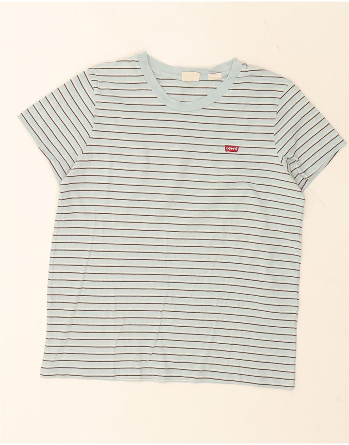 Γυναικείο T-Shirt Levi's Top UK 14 Βαμβακερό μεσαίο μπλε ριγέ