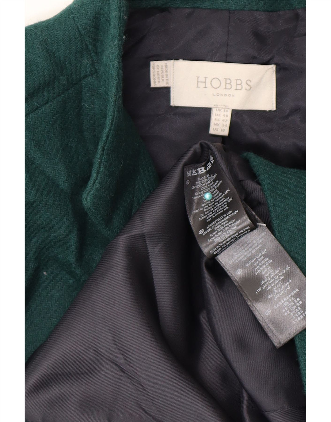 Hobbs Γυναικείο σακάκι με 5 κουμπιά UK 14 Large Green Wool