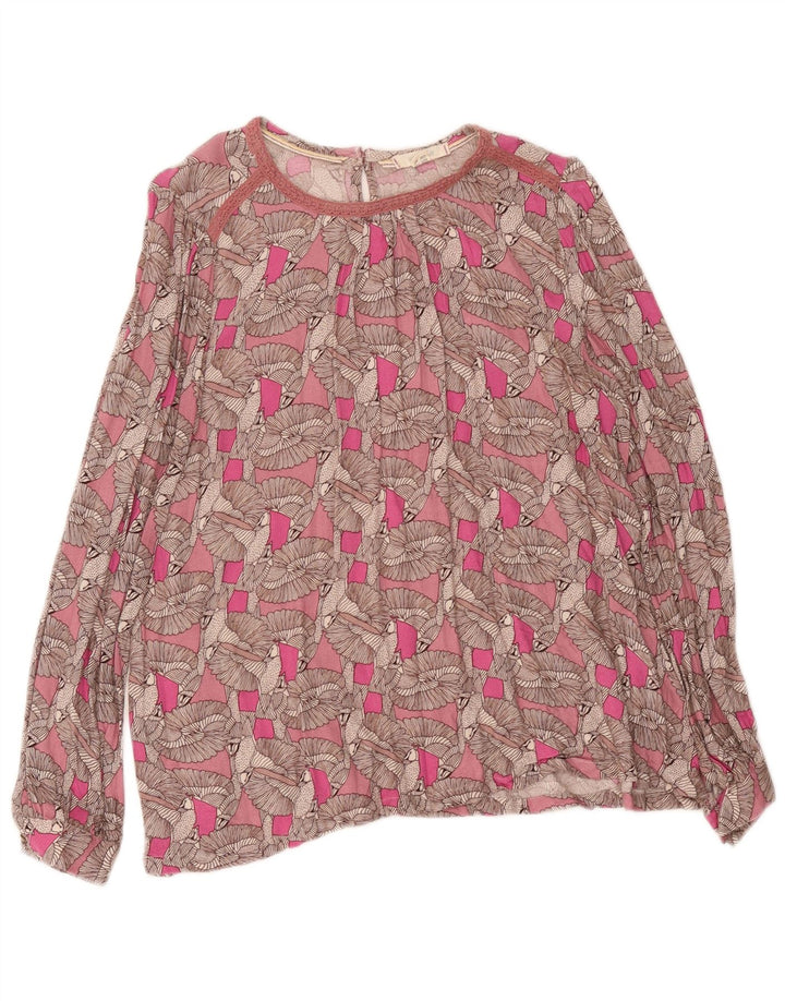 White Stuff Γυναικεία Abstract Pattern Μπλούζα Top UK 12 Medium Pink
