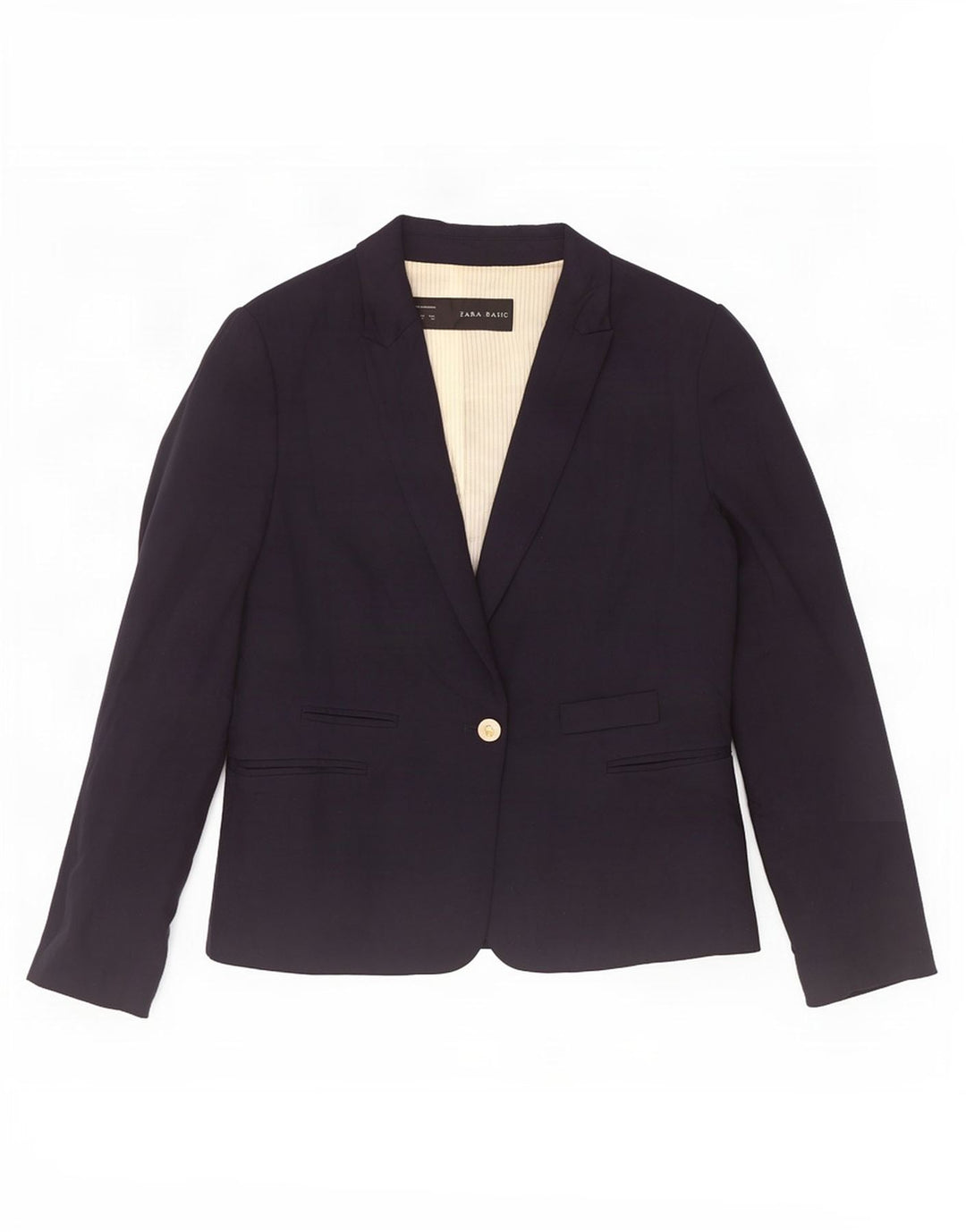 Zara Γυναικείο Μπουφάν 1 Κουμπί Blazer UK 18 XL Navy Blue Viscose