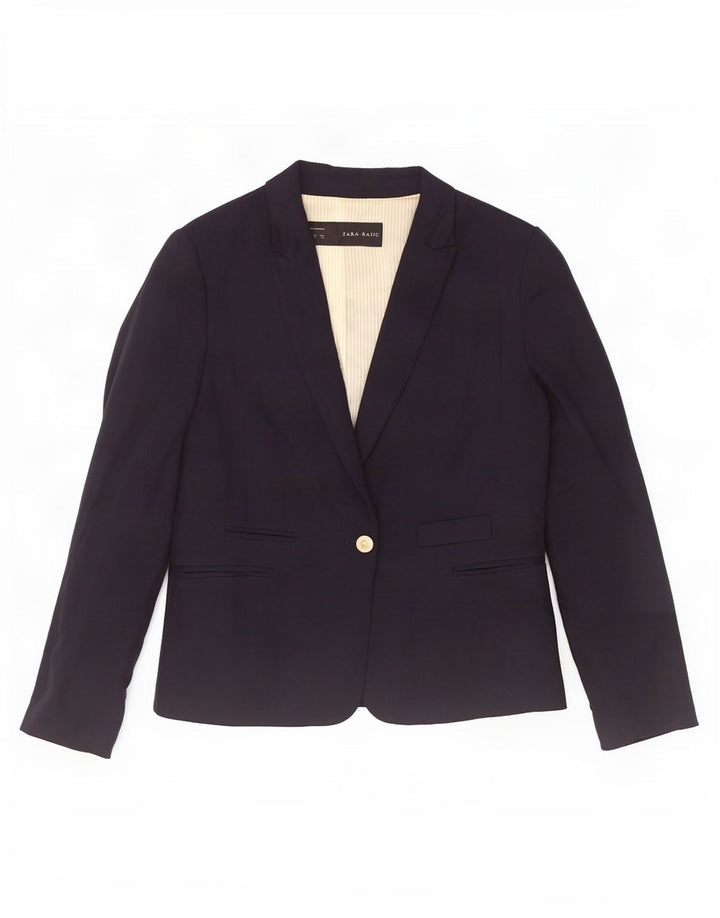 Zara Γυναικείο Μπουφάν 1 Κουμπί Blazer UK 18 XL Navy Blue Viscose