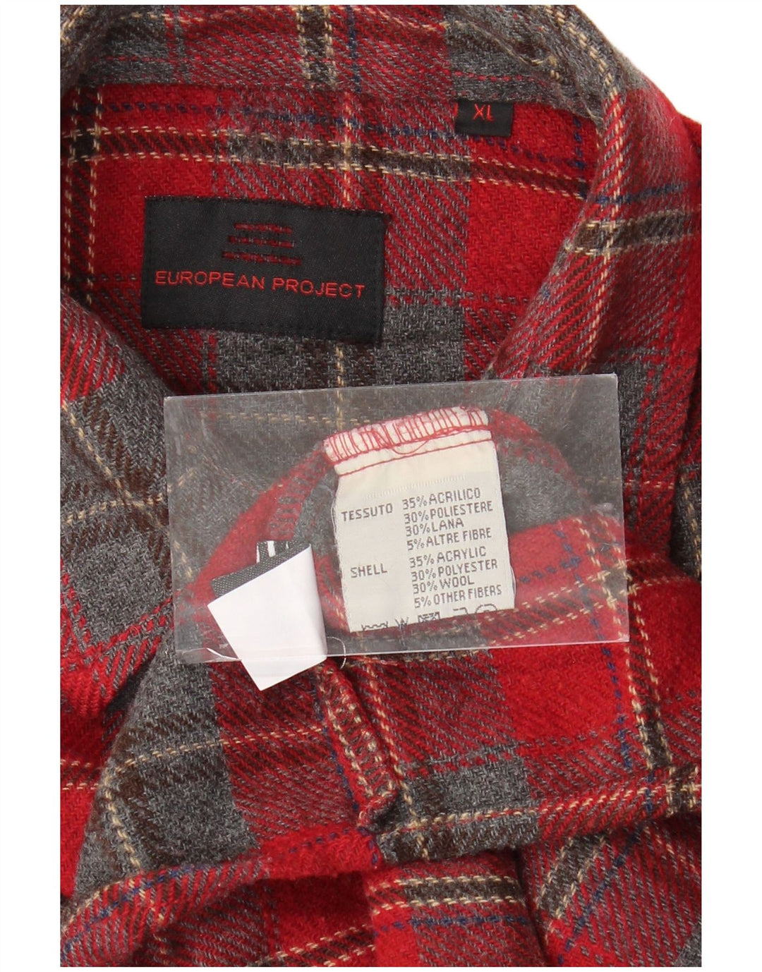 EUROPEAN PROJECT Ανδρικό φανελένιο πουκάμισο XL Red Check Acrylic