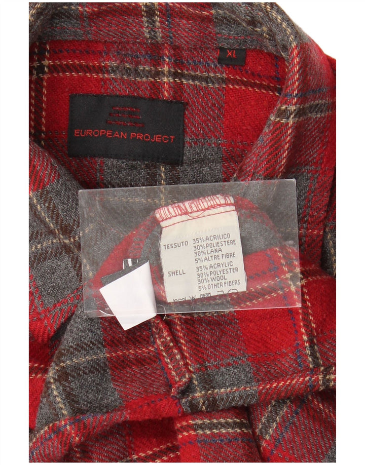 EUROPEAN PROJECT Ανδρικό φανελένιο πουκάμισο XL Red Check Acrylic