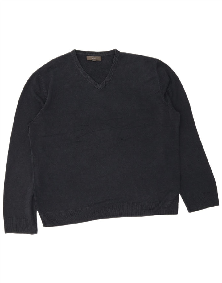 Marks & Spencer Ανδρικό πουλόβερ με λαιμόκοψη 2XL μπλε ακρυλικό