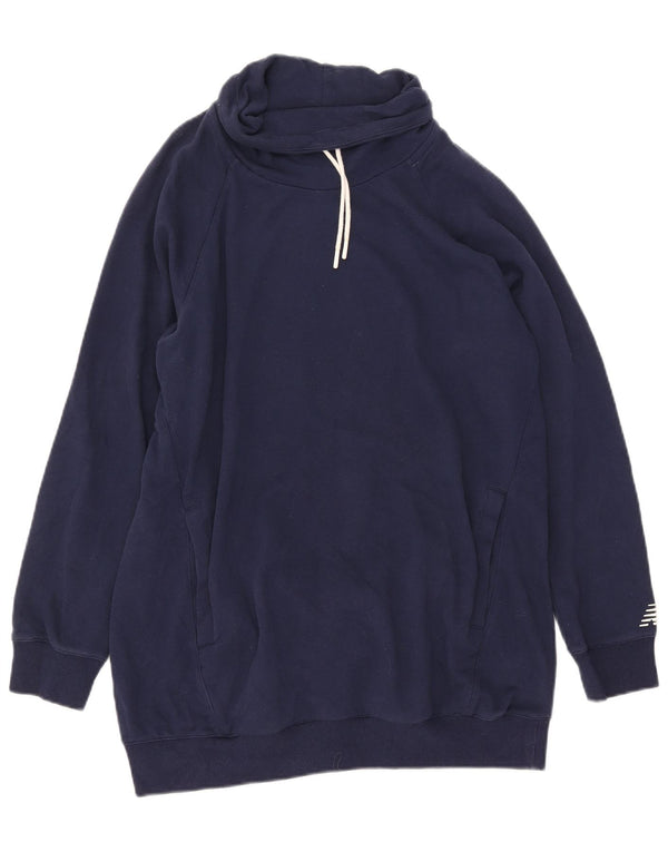 New Balance Γυναικείο Φούτερ Longline Jumper UK 16 Large Navy Blue από βαμβάκι