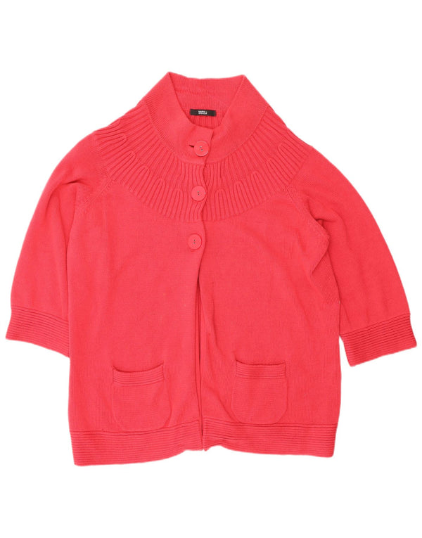 Marks & Spencer Γυναικείο πουλόβερ ζακέτα με 3/4 μανίκια UK 20 2XL Ροζ βαμβακερό