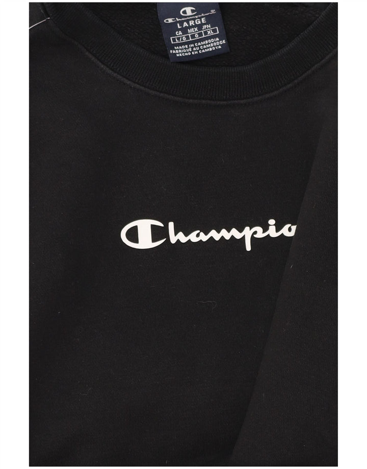 CHAMPION Ανδρικό γραφικό φούτερ Jumper Μεγάλο μαύρο χρώμα, βαμβακερό