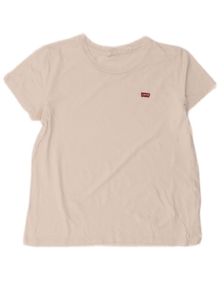 Γυναικείο T-Shirt Levi's Top UK 12 μεσαίο λευκό βαμβακερό
