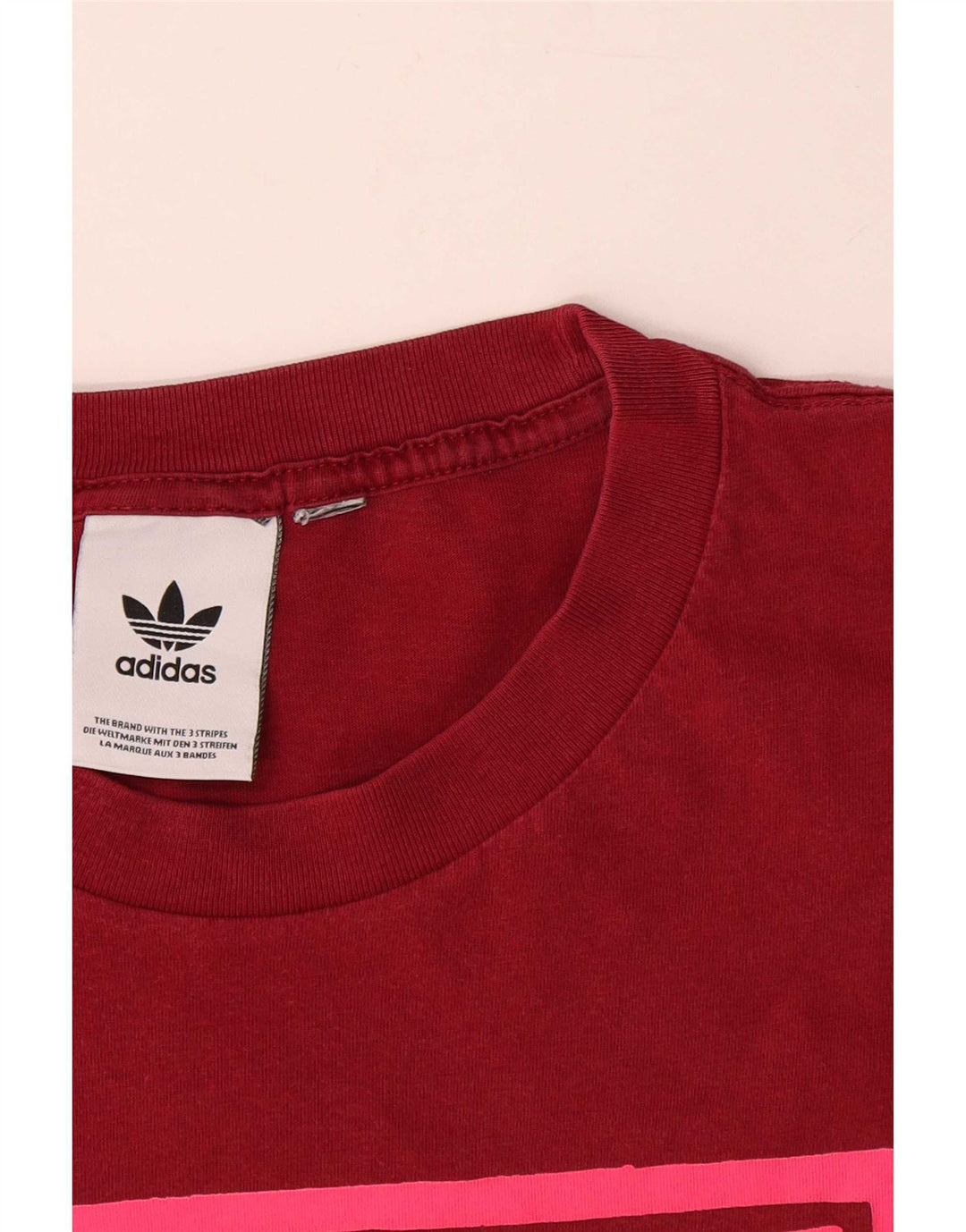 Adidas Ανδρικό τριών ριγέ γραφικό T-shirt Top μεγάλο κόκκινο