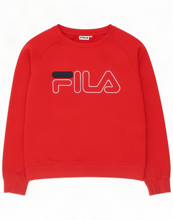 Γυναικεία γραφική φούτερ Fila Jumper UK 10 Small Red Cotton