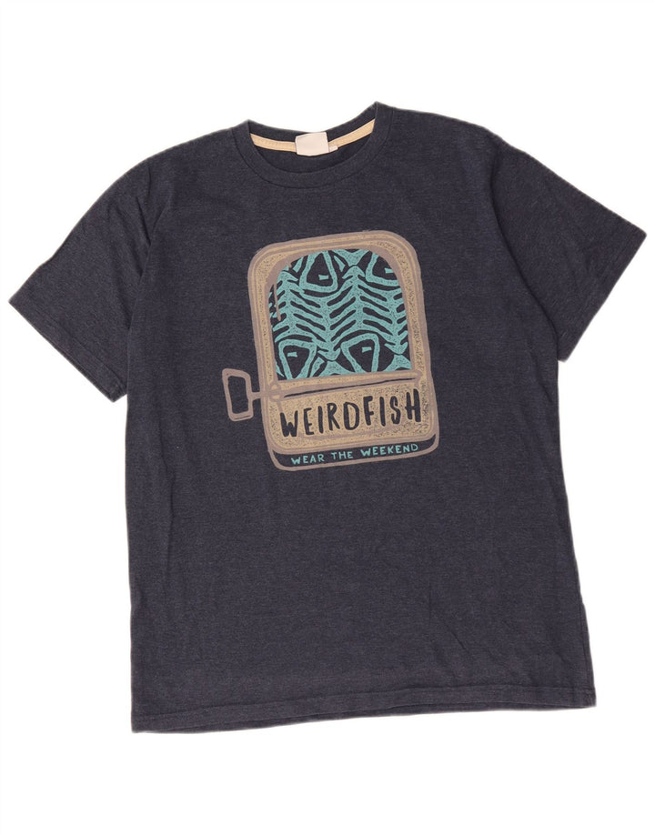 Μπλουζάκι Weird Fish Graphic T-Shirt Top Medium Navy Blue Cotton