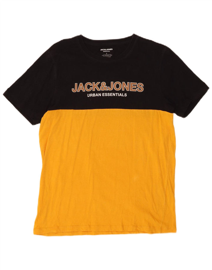 Ανδρικό γραφικό μπλουζάκι JACK & JONES Μπλουζάκι με μεγάλο κίτρινο χρώμα βαμβακερό