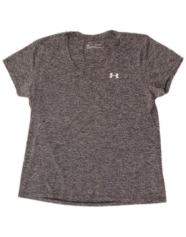 Under Armour Γυναικείο Heat Gear Loose Fit T-shirt Top UK 18 XL Grey Flecked